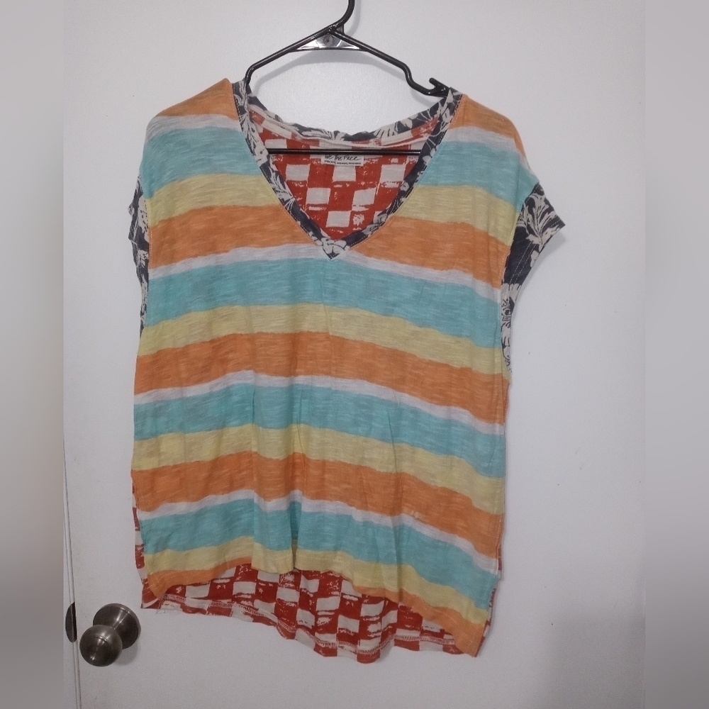 We The Free Paradise city short sleeve Patchwork Striped Checked floral tshirt